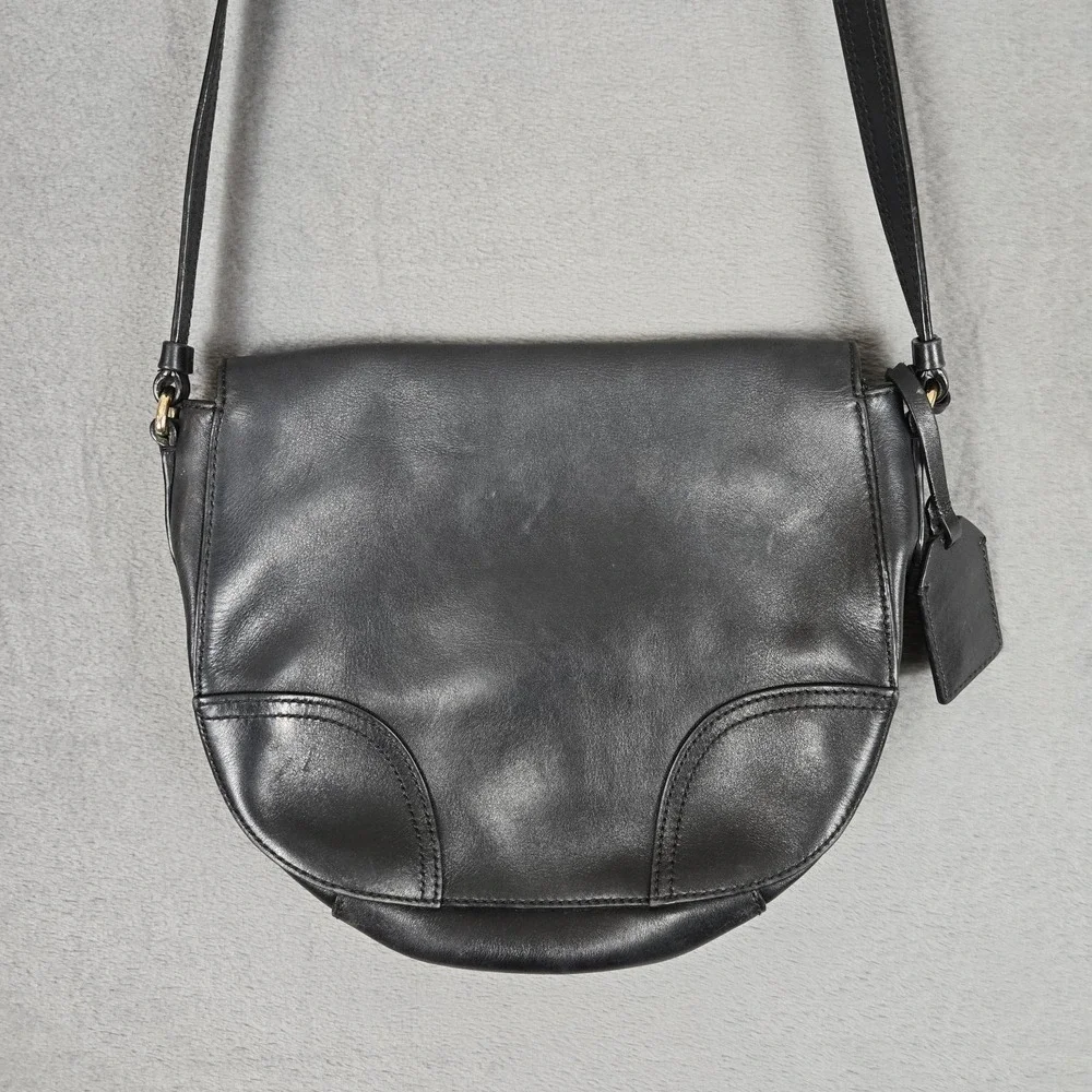 Lauren Ralph Lauren Womens Leather Magnet Close Crossbody Shoulder Handbag Black